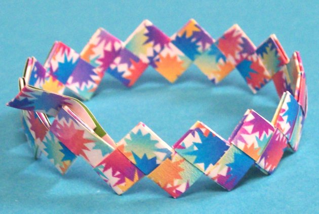 Origami Bracelet - Made with "rescued" book cover paper